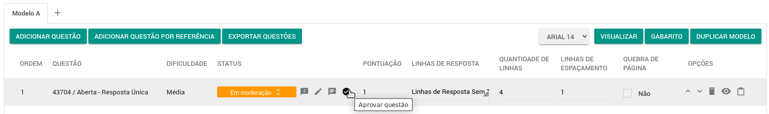 Exitus aprovar questão na avaliação