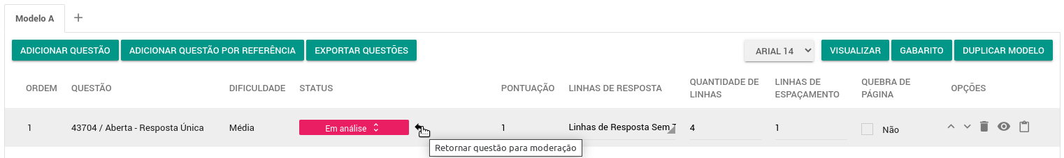Exitus retornar questão para moderação na avaliação