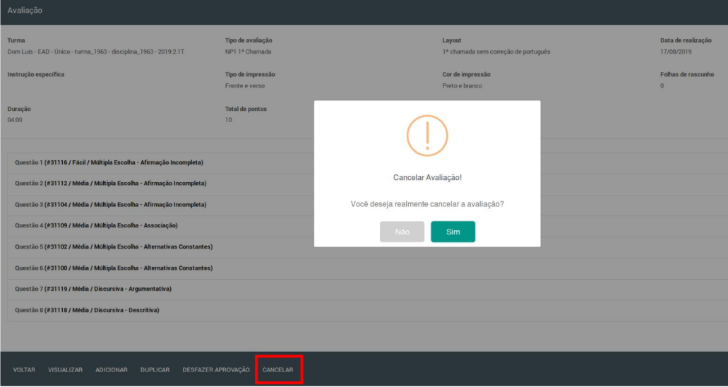 cancelaAvaliacao
