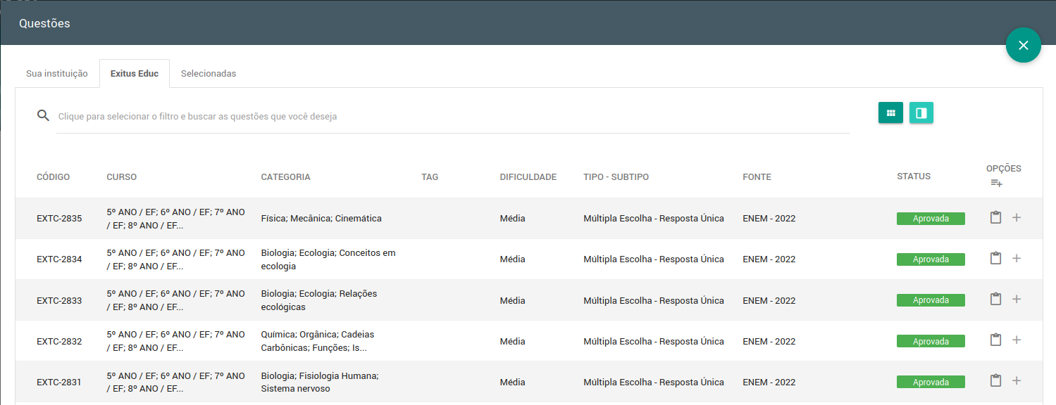 Banco de questões exitus educ