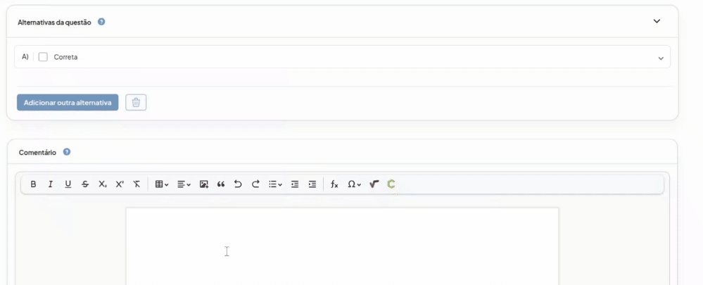 Expandir e adicionar alternativa Expandir e adicionar alternativa