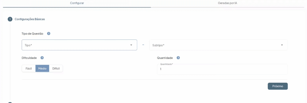 Seleciona tipo questão
